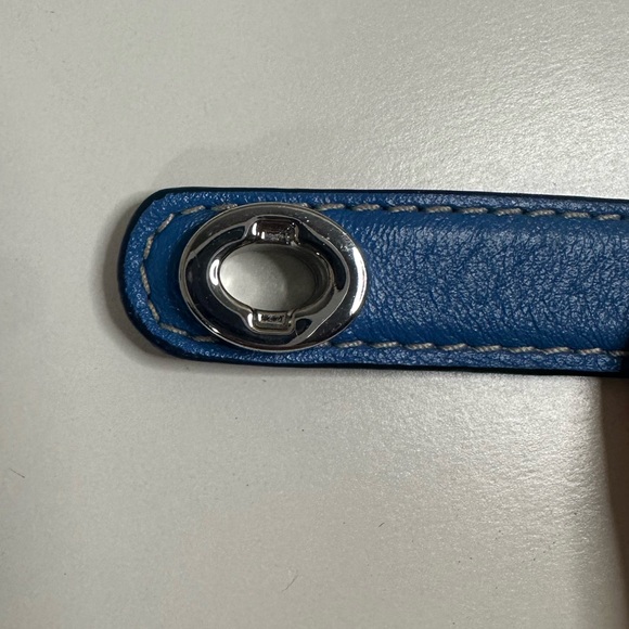 Coach Blue Wraparound Leather Bracelet with a Silver Plated Turnlock - Picture 8 of 13